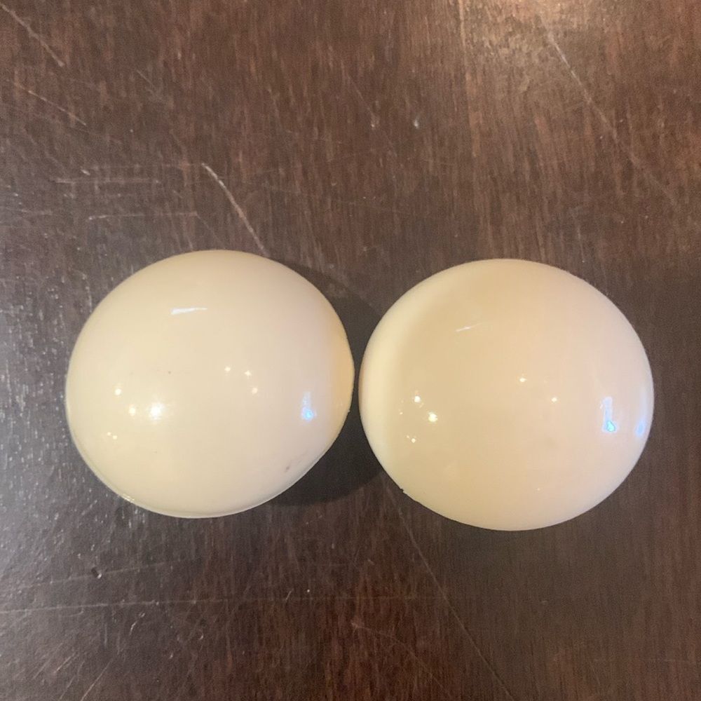 Vintage White Acrylic Button Clip Earrings